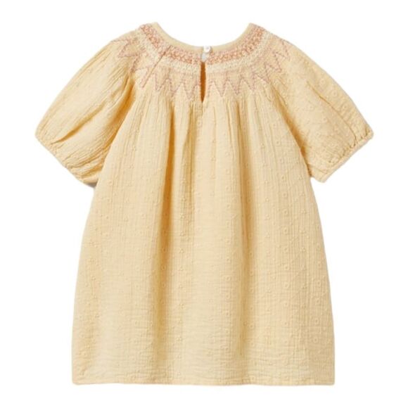 ZARA Kids | Light Yellow | TEXTURED EMBROIDERED DRESS - Picture 2 of 5